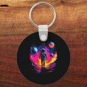 Astronaut Walking In Galaxy Outer Space Explorer S Sleutelhanger (Voorkant)