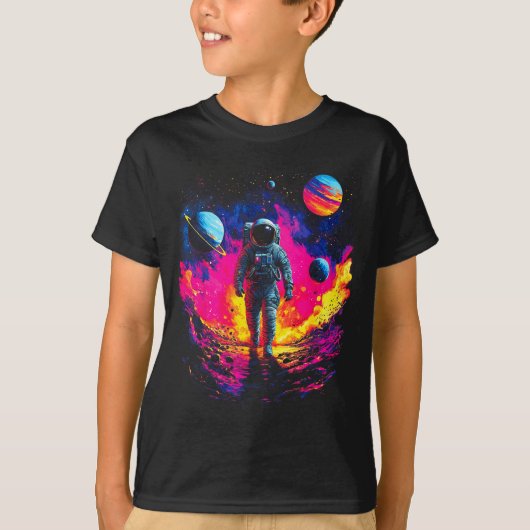 Astronaut Walking In Galaxy Outer Space Explorer S T-shirt (Voorkant)