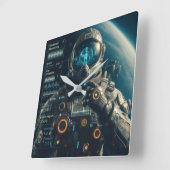 Astronaut wandklok vierkante klok (Hoek)