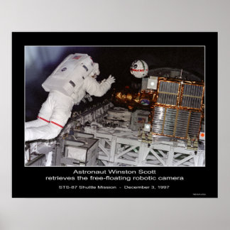 Astronaut Winston Scott vrij drijvende robotische Poster