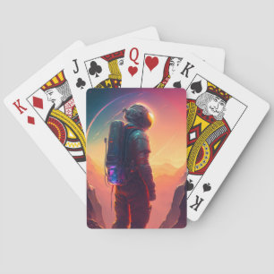 Astronaut World Discovery Schilderij Menselijk Uni Pokerkaarten