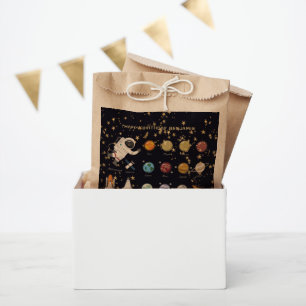 Astronaut Zonnestelsel Monogram Tekst Glitter Cool Bedankzakje