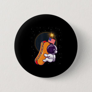 Astronaut Zonsverduistering Hotdog VS Vlag Grappig Ronde Button 5,7 Cm