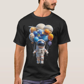 Astronaut zweeft in ruimteballonnen astronomie t-shirt