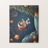 Astronaut zweeft rond kerstboom legpuzzel (Verticaal)