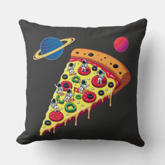 Astronautas montando una pizza en el espacio kussen