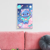 Astronaute Chat Mignon Espace Galactique Art Mural (Insitu(Salon))