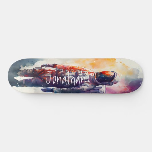Astronaute de l'aquarelle de skateboard (Horz)