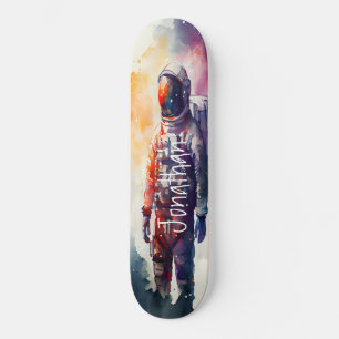 Astronaute de l'aquarelle de skateboard