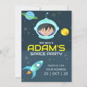 Astronaute Invitation d'anniversaire, Espace extra (Devant)