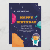 astronaute Invitation pour enfant (Devant / Derrière)