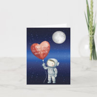 Astronaute Je t'aime jusqu'à la Lune Carte
