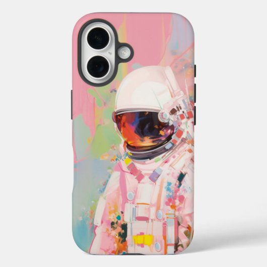 astronaute rose abstrait coque iphone de peinture (Verso)