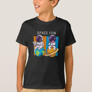 astronauten die ruimtepret hebben, illustratie t-shirt