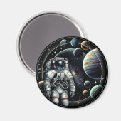  astronauten en planeten magneet (Voorkant / Achterkant)