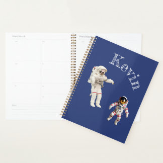 Astronauten in de ruimte Monogram Naam Planner