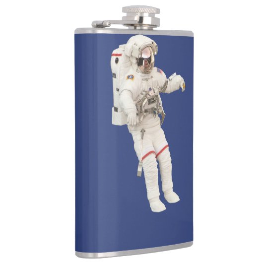 Astronauten in een omloopkolf heupfles (Rechts)