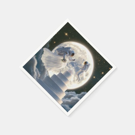 Astronauten Nieuwgetrouwden In Maneschijn Servet (Hoek)