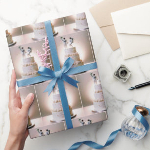 Astronauten op een gelaagde bruidstaart cadeaupapier