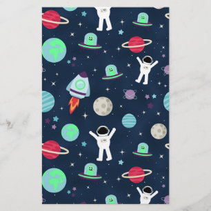 Astronauten Planeten Raketten en Buitenaardse Weze Briefpapier