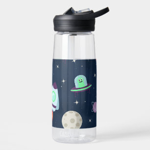 Astronauten Planeten Raketten en Buitenaardse Weze Waterfles