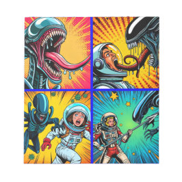 Astronauten vs Alien Pop Art Notitieblok