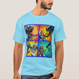 Astronauten vs Alien Pop Art T-shirt