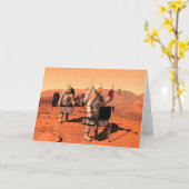 Astronauten zetten weerapparatuur op Mars in. Kaart (Gele Bloem)