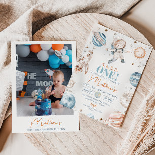 Astronautenfoto eerste reis rond de verjaardag van kaart