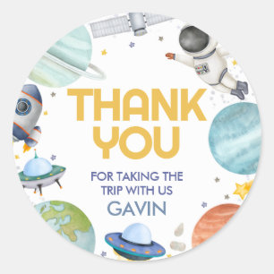 Astronautenreis rond de verjaardag van de zon ronde sticker