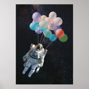 Astronautiestars en ruimtevaardige ballonnen poster