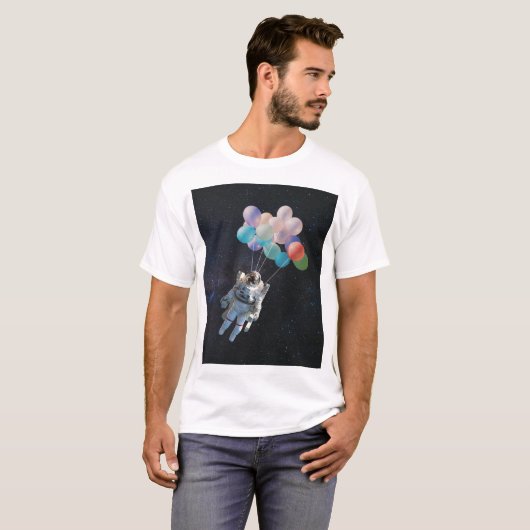 Astronautiestars en ruimtevaardige ballonnen t-shirt (Voorkant volledig)