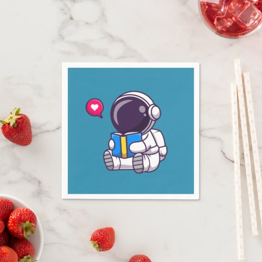 Astronautisch leesboek schattige kinderen servet (Insitu)