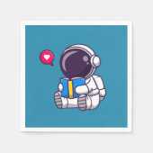 Astronautisch leesboek schattige kinderen servet (Voorkant)