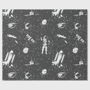 Astronautisch lucht- en ruimtevaartpatroon cadeaupapier