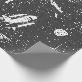 Astronautisch lucht- en ruimtevaartpatroon cadeaupapier (Hoek)