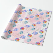 Astronautisch meisje Outer Space Birthday Cadeaupapier (Uitgerold)
