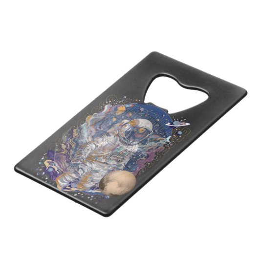 Astronautisch ontwerp kredietkaart flessenopener (Achterkant Gekanteld)