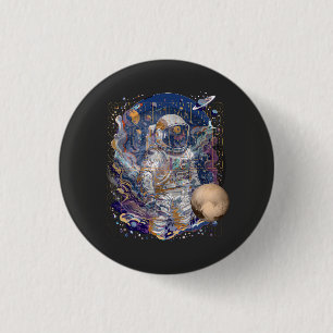 Astronautisch ontwerp ronde button 3,2 cm