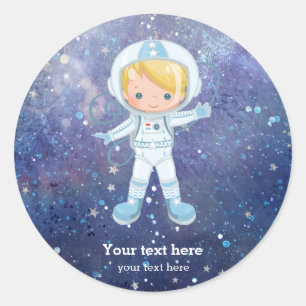 Astronautische jongen Buitenruimte Ronde Sticker