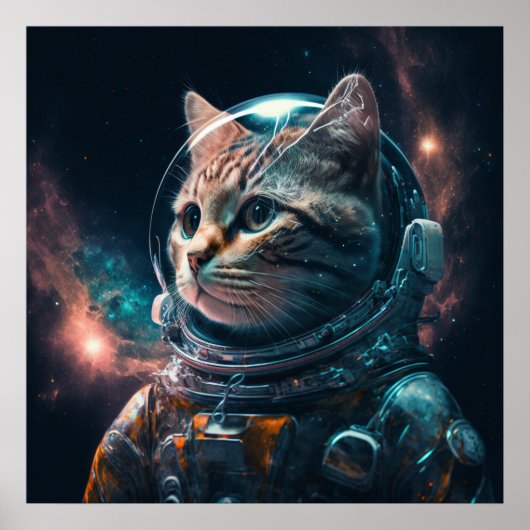 Astronautische kat 2 poster (Voorkant)