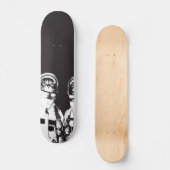Astronautische kat zwart-wit skateboard (Voorkant)