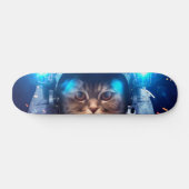 Astronautische katten drijven boven de aarde skateboard (Horizontaal)