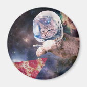 Astronautkat jaagt op een pizza stuk magneet (Voorkant)