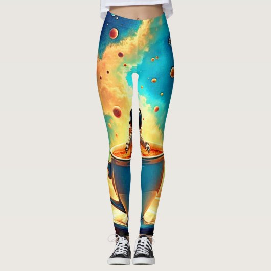 Astronaut's Coffee Cosmos Reis Leggings (Voorkant)