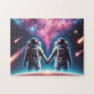 Astronauts en Love Galaxy Jigsaw Puzzle