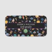 Astronauts Planets Space, terug naar school Kind Naamplaatje (Voorkant)