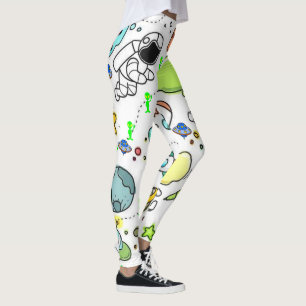 Astronauts Spaceships Aliens Leggings