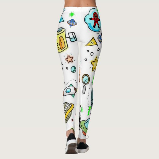 Astronauts Spaceships Aliens Leggings (Achterkant)