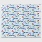 Astronauts Waterverf Space Boy Aangepaste naam Cadeaupapier (Vlak)